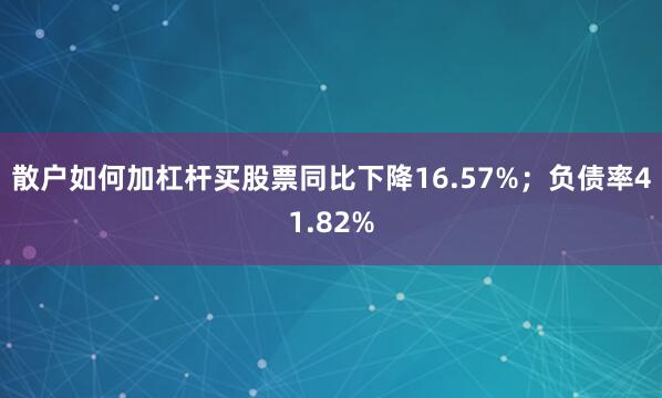 散户如何加杠杆买股票同比下降16.57%；负债率41.82%